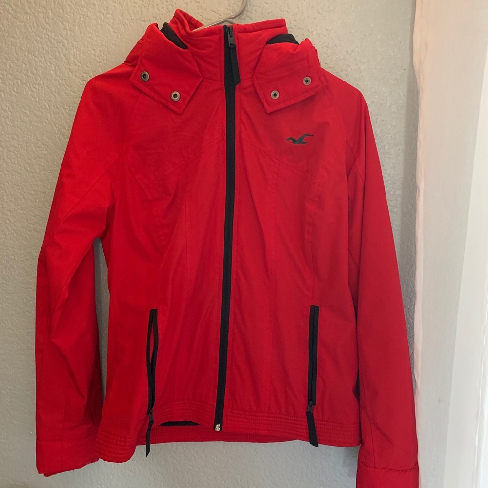 Red Hollister Fleece Hood Jacket